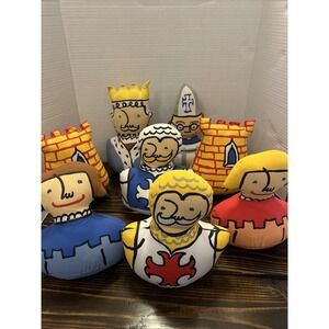 8 POTTERY BARN KID CHESS MICRO BEADS STANDS UP PLUSH PBK Bishop King Tower Knigh